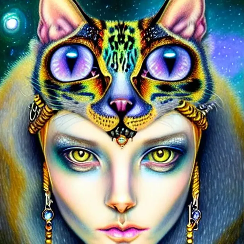 Bejewelled aesthetic cat shapeshifter felinoid godde... OpenArt