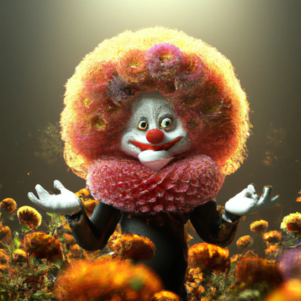 Prompt: Curvaceous Light bending cute furry Ronald McDonald covered in halogenic Nuclear flowers in the style of Bruce Pennington, Dali, Munch, Escher, Klarwein, Yamamoto, Hattori, Leyendecker, Mullins, Magritte | daisy | guitar  | centered |muted desaturated tones | dark background | ultra sharp focus | 3d octane render artstation trending 8k unreal engine | Avatar movie| Disney Pixar Dreamworks 