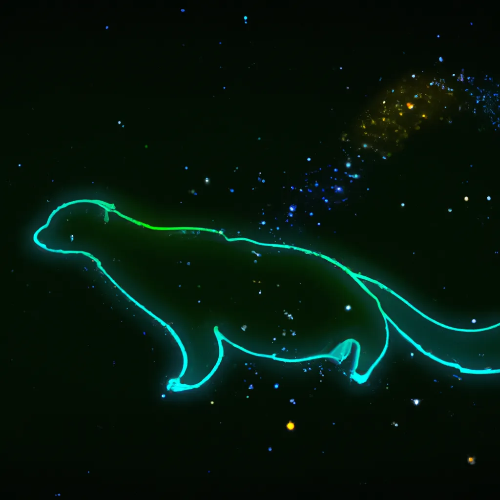 Prompt: cosmic abstract otter-shaped constellation, legs, hubble telescope, cosmos scintillating shimmering dreamy connect-the-dots ferret desktop background, 8k, fine brush, cinematic, no blur 8k