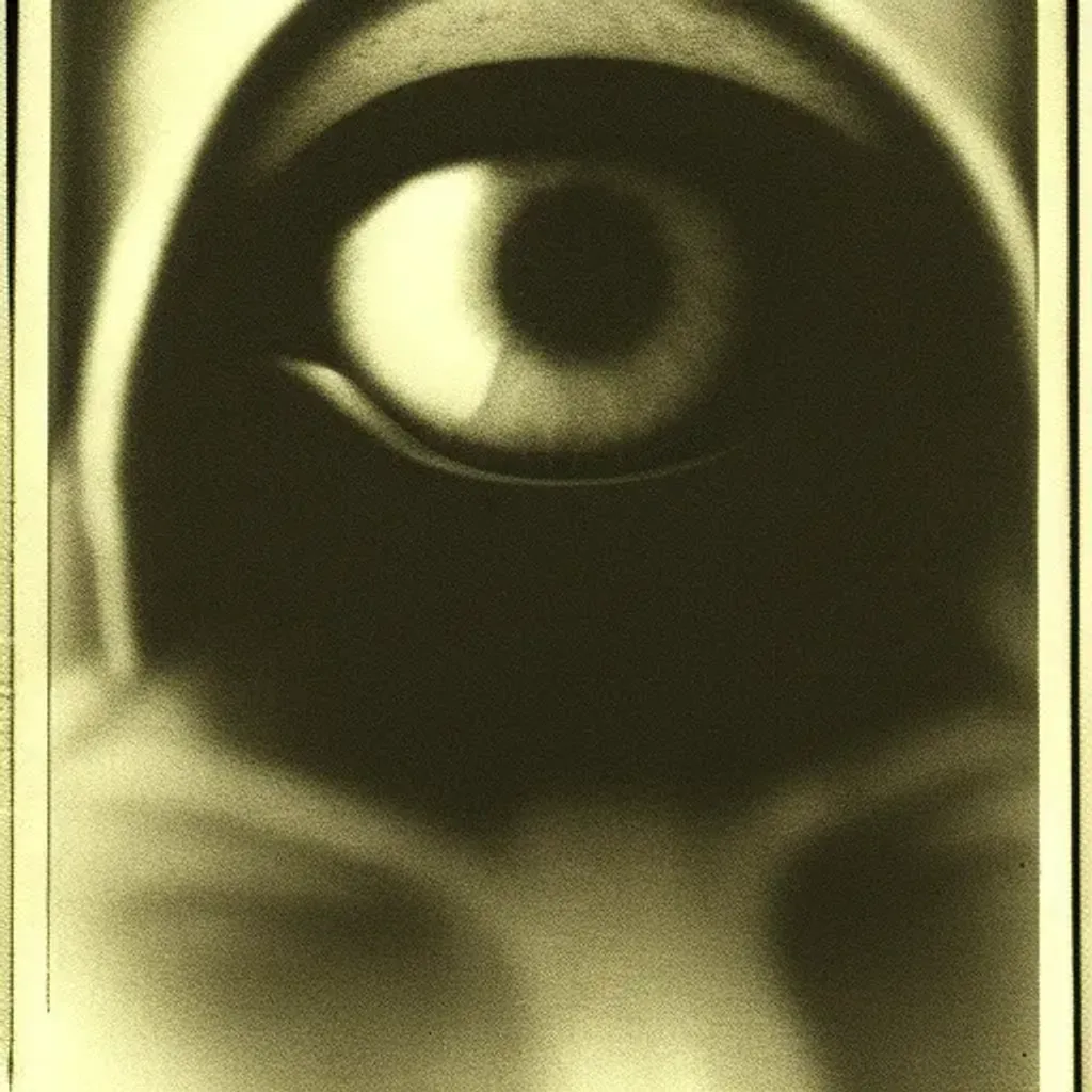 Prompt: 1920s German silent horror film still of the eye of ickberzi