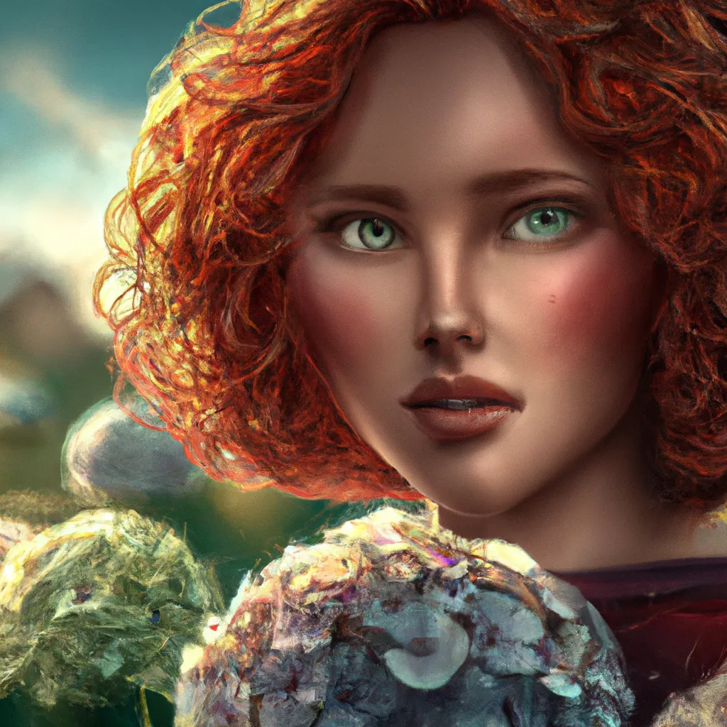 Prompt: a highly detailed epic cinematic concept art CG render digital painting artwork Beautiful young woman with hazel eyes, curly auburn hair, hydrangea blossom, full moon, romantic,  trending on ArtStation, cinematic colors, rendered in Maya, Blender and Photoshop, octane render, golden ratio composition, cinematic atmosphere, dynamic dramatic cinematic lighting, precise correct anatomy, aes