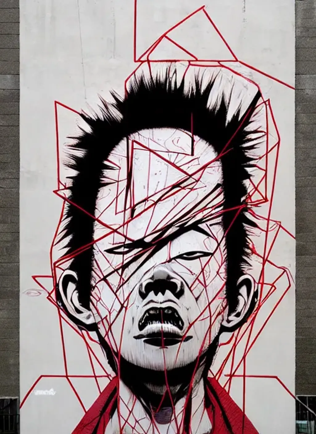 Prompt: symmetry!! portrait of tetsuo from akira, by sachin teng, organic, cables, matte painting, geometric shapes, hard edges! graffiti, street art