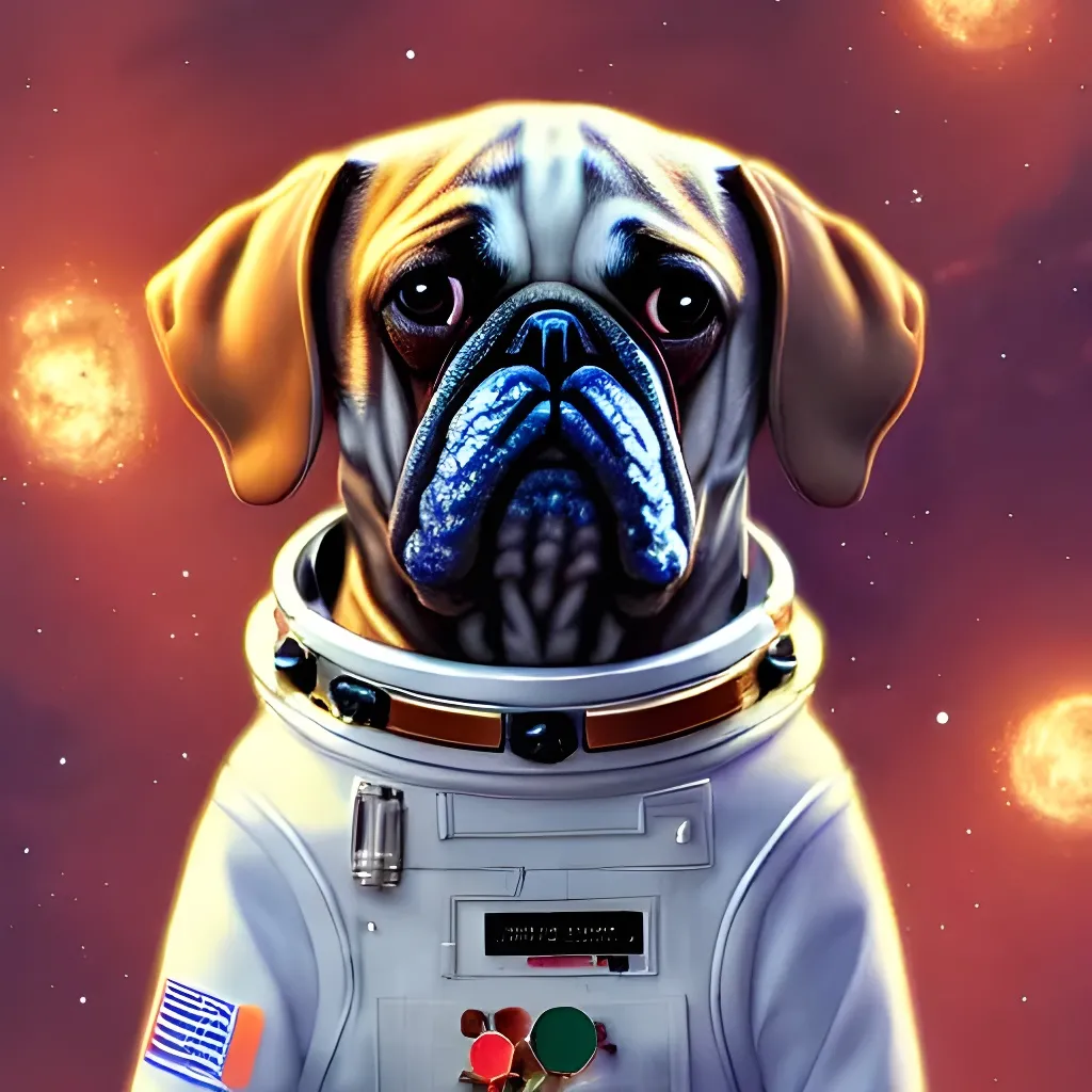 Prompt: A dog wearing a spacesuit closeup by ross tran, 8k ernst haeckel artstation behance contest winner, studio ghibli, j, c, leyendecker 8k, unreal engine