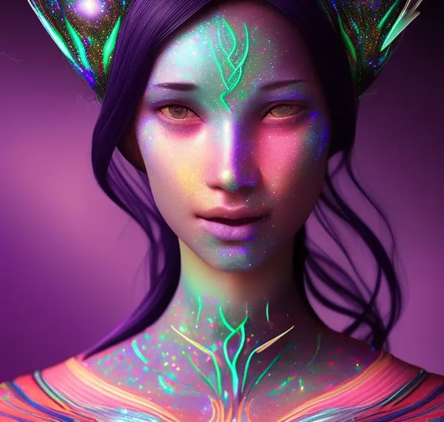 beautiful Na'vi goddess, wearing bioluminescent glit... | OpenArt