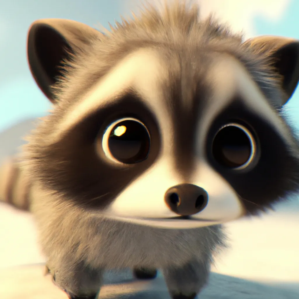 Prompt: cutest extra fluffy 3d Raccoon creature on earth with large eyes, Soft and poofy. Unreal engine. Cinema 4d. Cinematic. Pixar