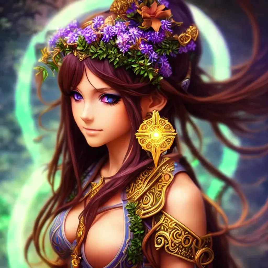 Prompt: a druid girl, high quality, detailed face, award winning, cinematic lighting, attention to detail, anime drawing, colorful, detailed, masterpiece, golden ratio, fibonacci sequence,