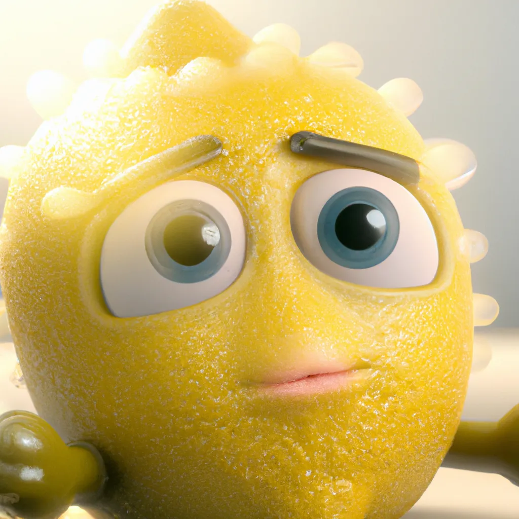 Prompt: Lemon character, adorably cute large eyes, haze, ultra-detailed, film photography, light leaks, Larry Bud Melman, trending on artstation, sharp focus, studio photo, intricate details, highly detailed, by Greg Rutkowski