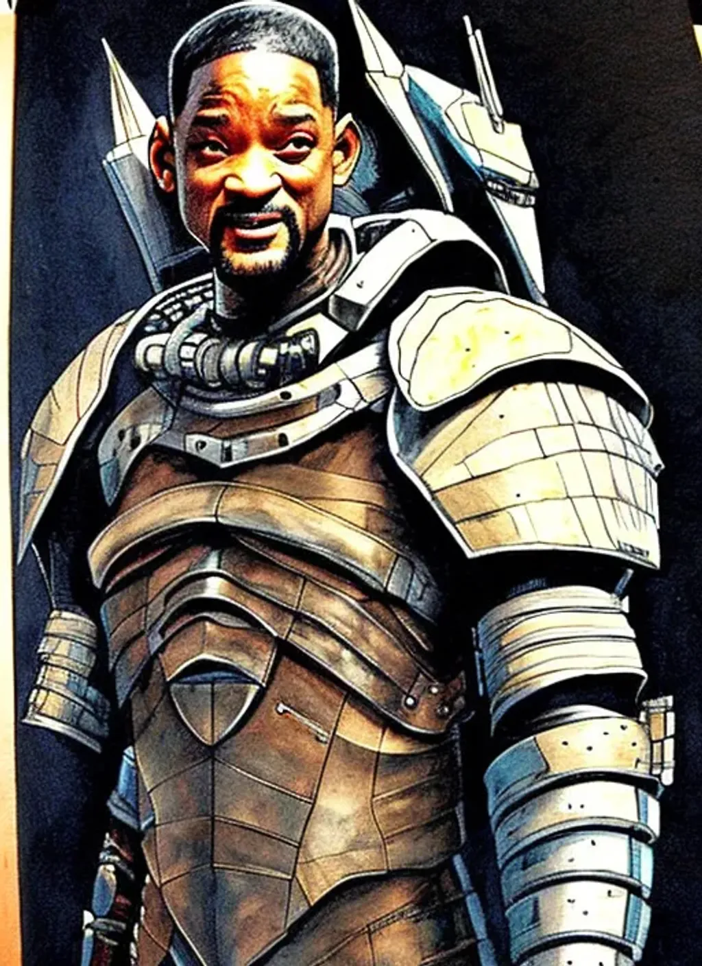 Prompt: Will Smith wearing sci-fi inspired armour by Dave Dorman