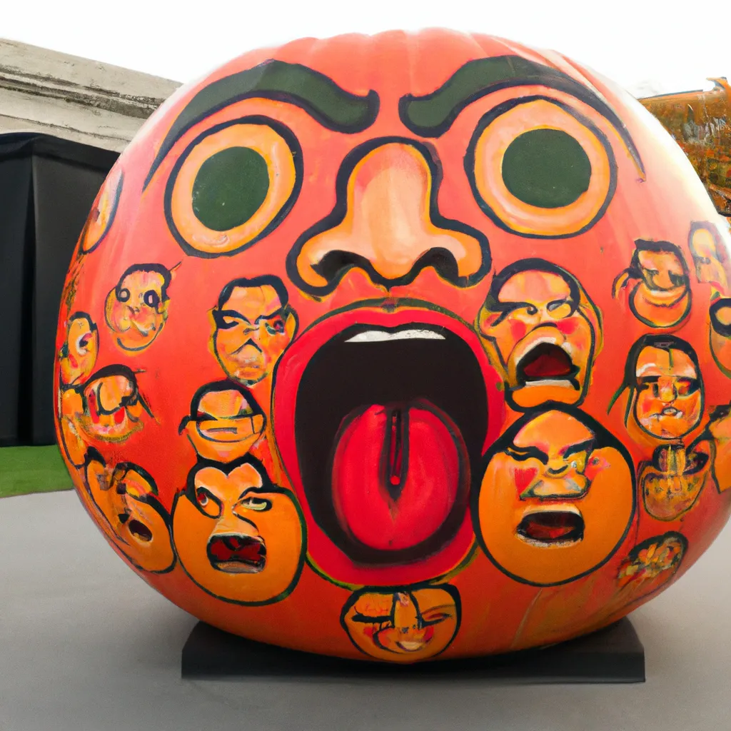 Prompt: create 1000 scared, screaming jack-o-lantern by fernando botero 