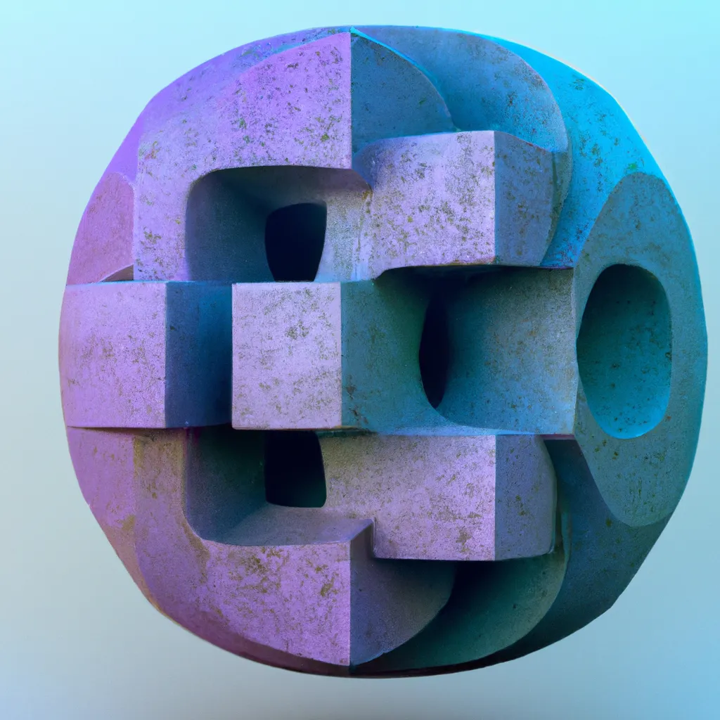 Prompt: Math shaped sculpture, professional photography, octane render, rough texture, digital art, cyan and purple, frontal view, profile picture