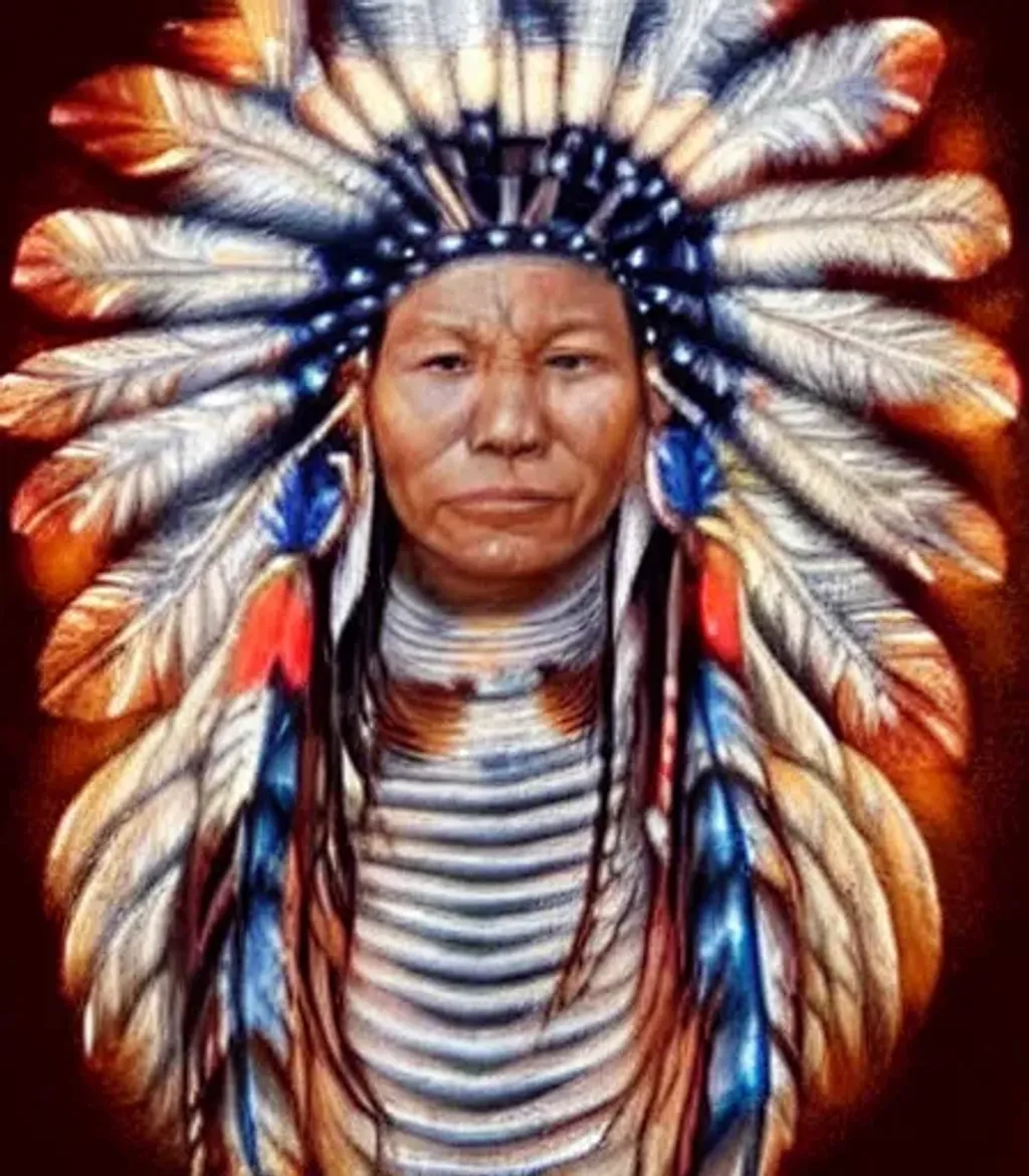 Prompt: Galaxy outline in Native American woman face
