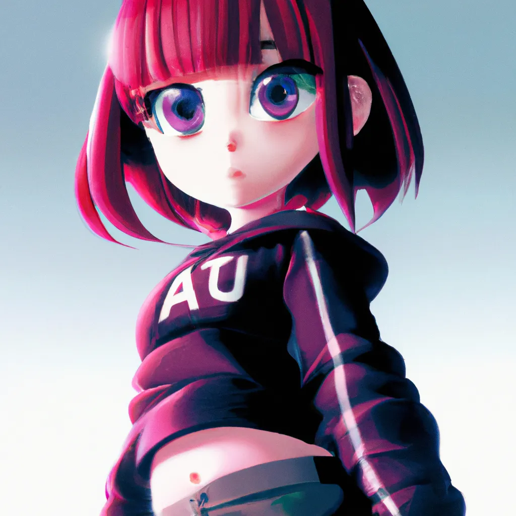 Prompt: anime visual of a small tiny woman with maroon hair as a rapper, shot by akiyoshi hongo, official media