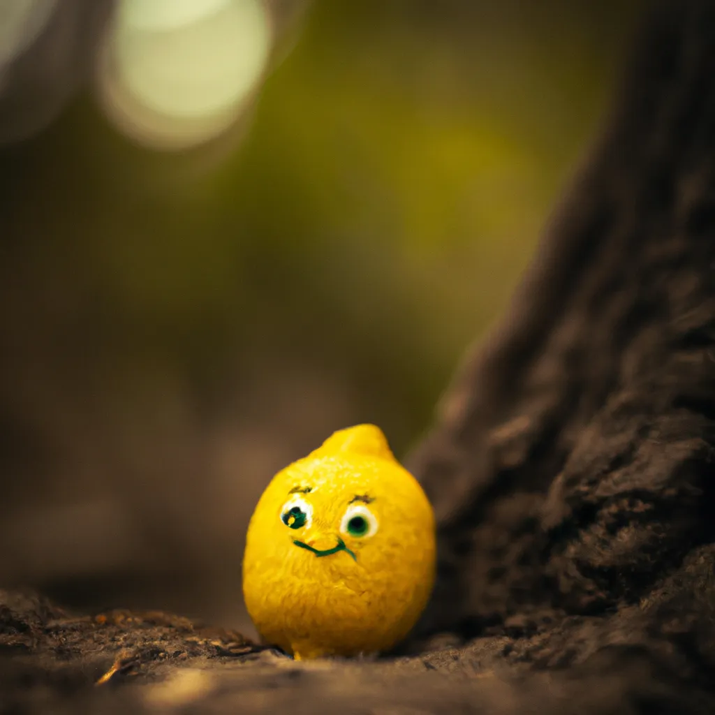 Prompt: cute tiny lemon adventuring in a jungle, bokeh, lemon smiling
