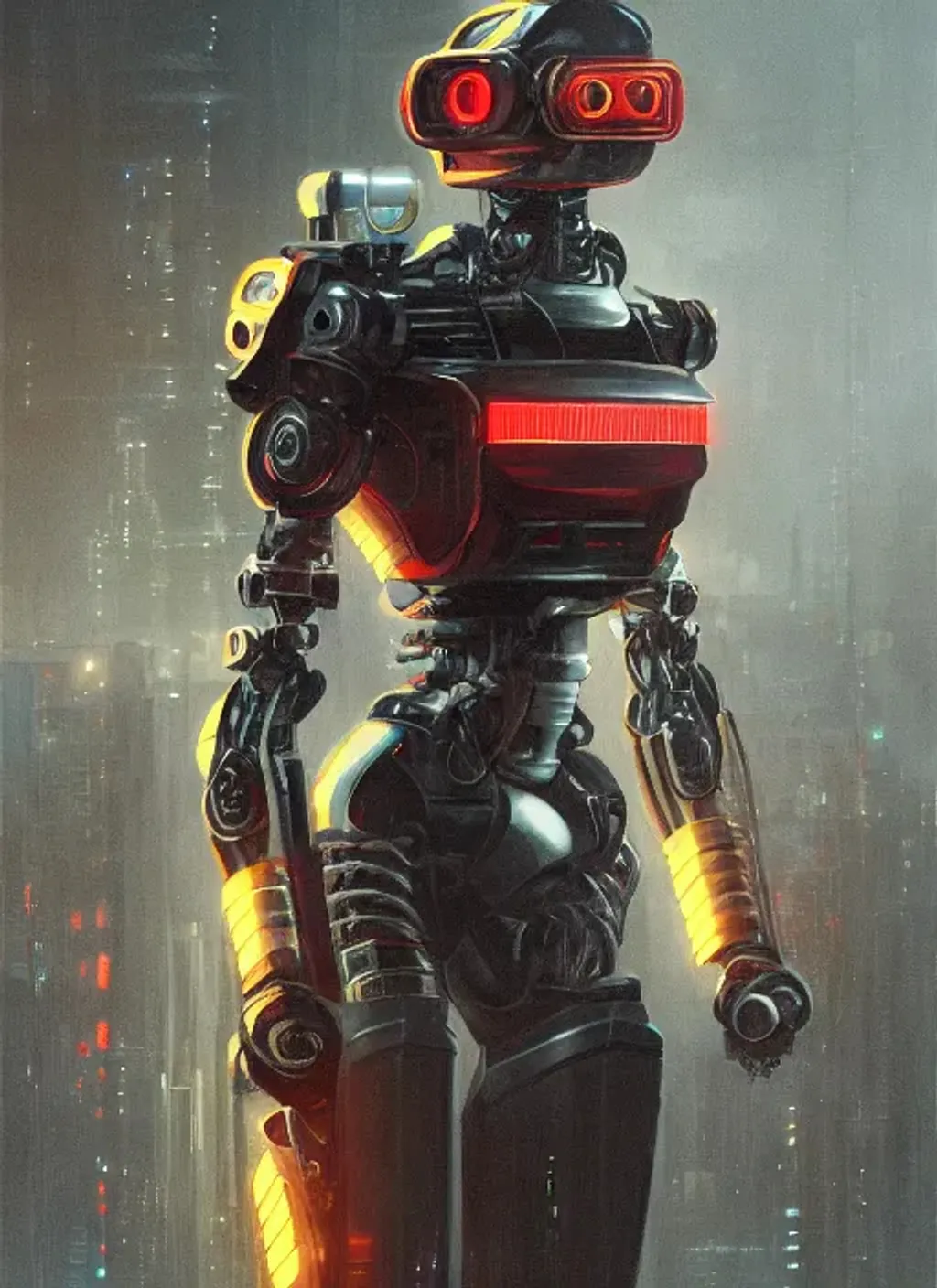 Prompt: Portrait of robot with fiercely face, cyberpunk office, perfect composition, hyperrealistic, super detailed, 8k, high quality, trending art, trending on artstation, sharp focus, studio photo, intricate details, highly detailed, by greg rutkowski
