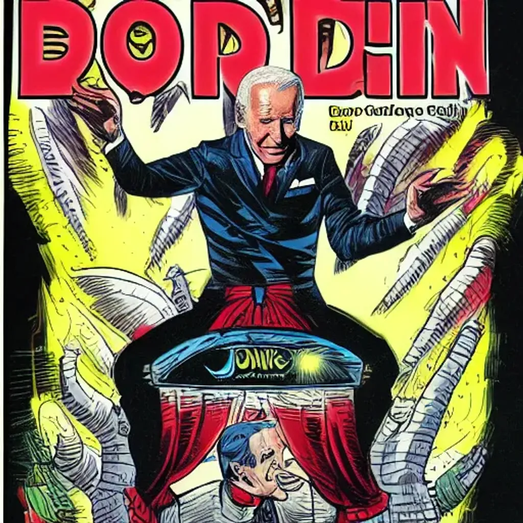 Prompt: evil Joe Biden comic book