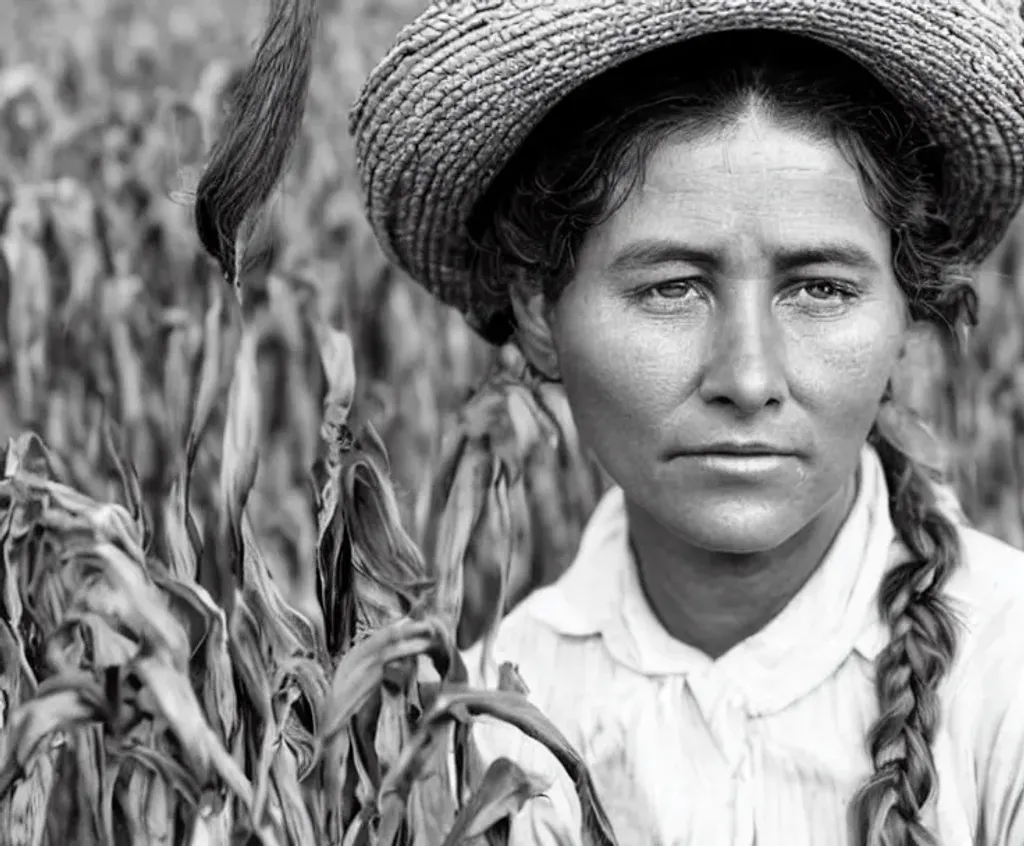 Beautiful 1920 Dust Bowl Farm Worker Woman With Brow Openart