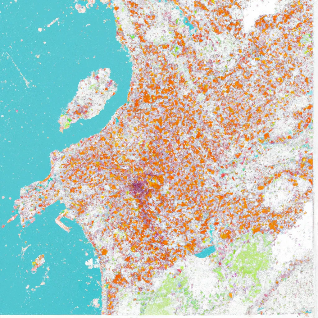 Prompt: detailed satellite map of San Francisco, highly detailed, dense details, exaggerated, saturated, coit tower

, 