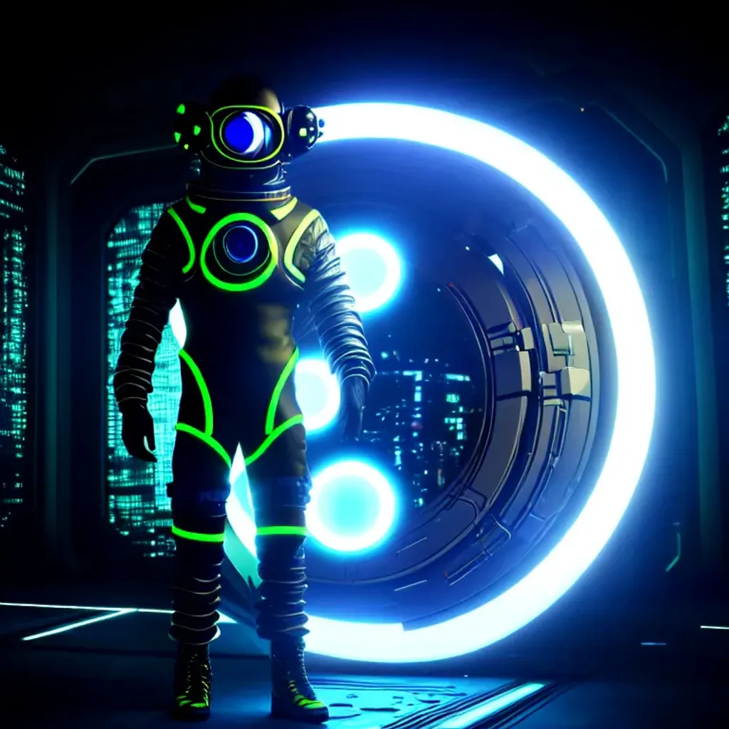 Prompt: a Futuristic Cyberpunk Space Suit, facing towards the camera with swagger,Cinematic Stanley Kubrick movie still with the iconic big circular ring lights in the background, 8K, digital art, unreal engine 5 render, octane render, photorealistic, photography, professional lighting and composition, award winning, intricate details, iconic movie shot by Stanley Kubrick with ring lights