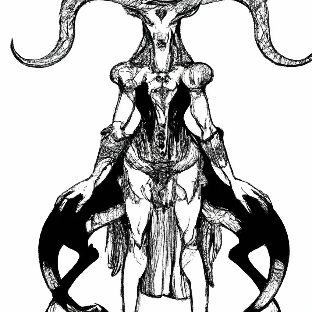 Prompt:  Large creature, Anthropomorphic baphomet goatlike demon beast, strong female, 