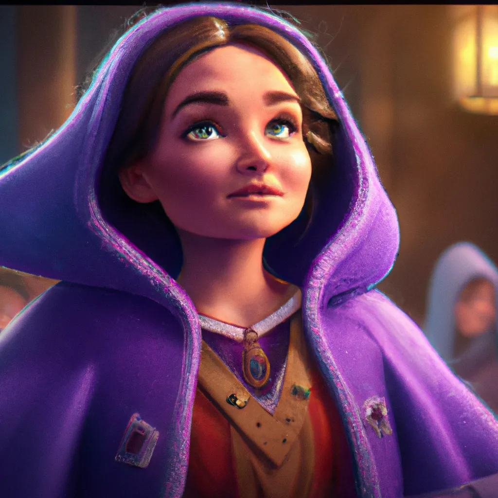 Prompt: An oil painting rendered in Pixar Style, Anime girl wearing a purple robe dressed in fantasy robes, jean - baptiste monge, anthropomorphic, dramatic lighting, 8k, portrait, realistic, fine details, photorealism, cinematic, intricate details, cinematic lighting, photo realistic 8k