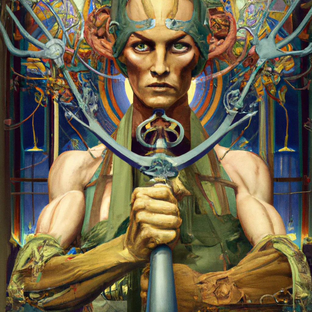 Prompt: Symmetric,character portrait by Alphonse Mucha,Greg Rutkowski,astounding ancient unsettling anthropomorphic statue with a pitchfork,in the Louvre Museum,facing towards the camera with swagger,art nouveau era,poster art print,19th century,machinery,chic awesome vibe,200m,dull dark colours,intricately detailed,rich colour palette,4K,award winning,professional lighting,highest quality, trending on Art Station,