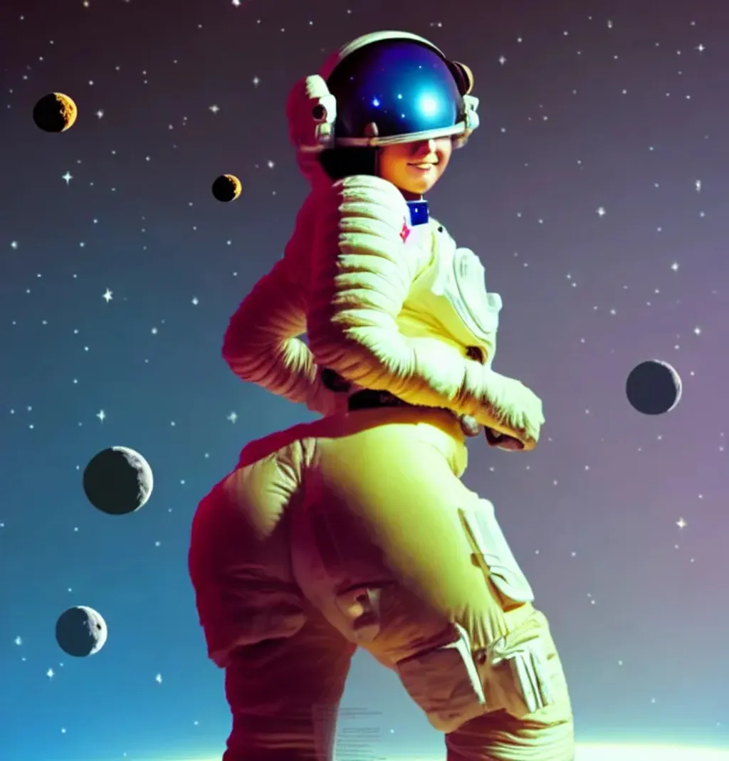 Prompt: beautiful female astronaut with space helment, space telescope, galaxy, cosmic, nebula, HD, trending, magazine cover 