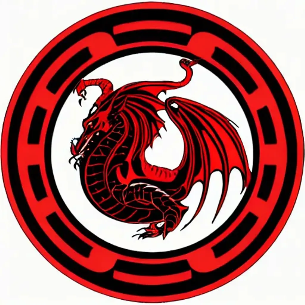 Prompt: Round Logo of a red dragon ouroboros symbol