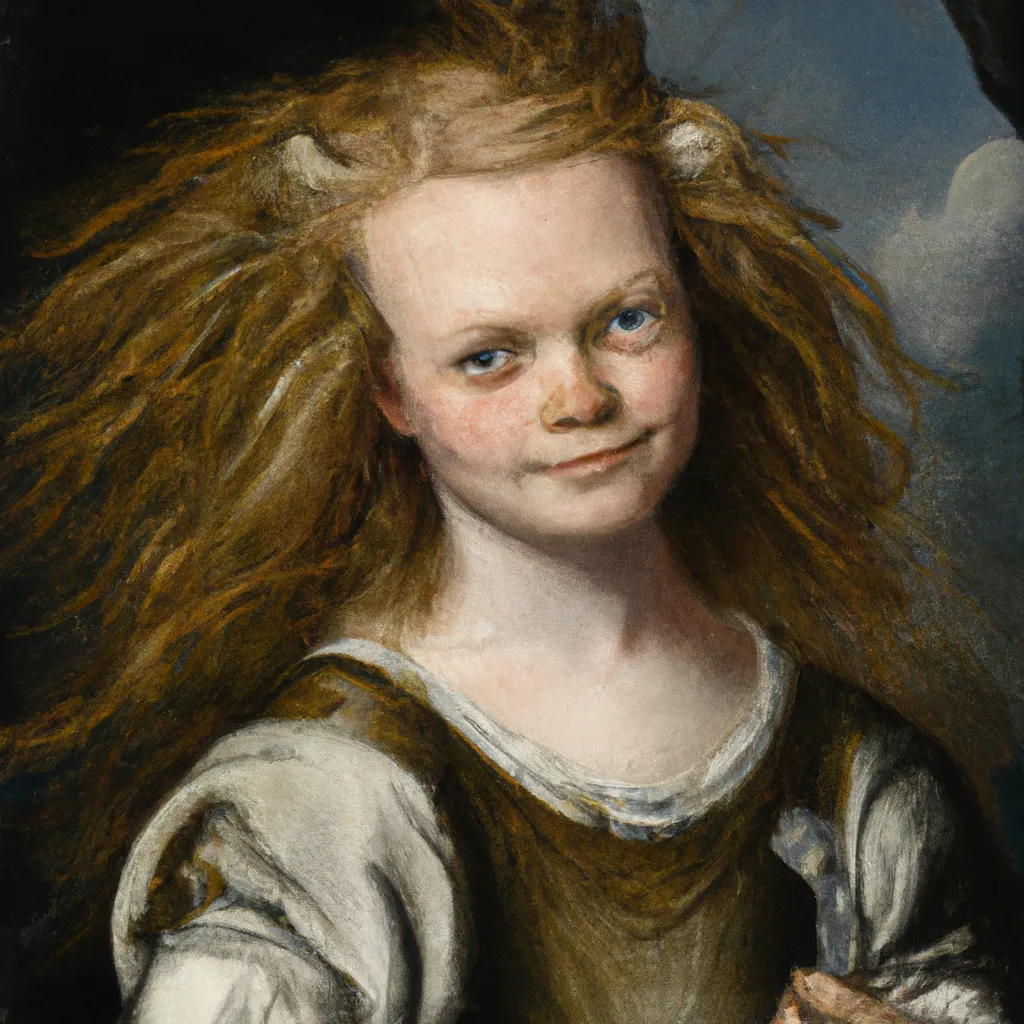 Prompt: Viking Girl With Messy Hair, Sweden, 1599, by Anthony Van Dyck