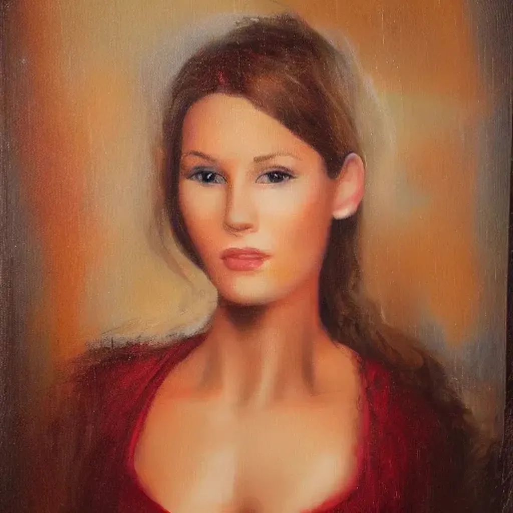 Prompt: Oil portrait made on canvas texture of a beautiful woman , created at modern world in 4k ultra high resolution, seats portrait, with feeling of love