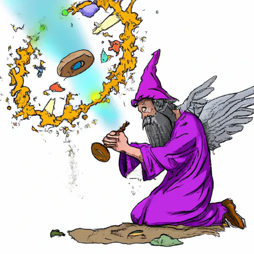 Prompt: realistic wizard hitting a bong summoning circle angel 