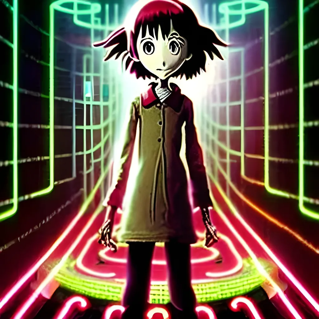 Prompt: Lain, anime. Face of Disney princess. Ultra realistic hyper realistic octane render digital airbrush Studio ghibli poster of a Cute artificial intelligence artist girl that is walking trough a Circuit board labyrinth maze laboratory in the style of Coraline and Corpse Bride and Don't Starve. 

Multidimensional dreamy poetic emotional illusion by Sho Murase, Anna Dittmann, Bernie Wrightson, Tom Bagshaw and tim Burton. slightly inspired by eyvind earle and Alice in wonderland. 

Programming code. Network. Neural network. Technology. Easel. Paint. Space, friendship, blessings,  strength, stars, Constellations. Druid. Lillies. Trees. Soft digital. Symmetry.  Symmetrical. Balanced. 