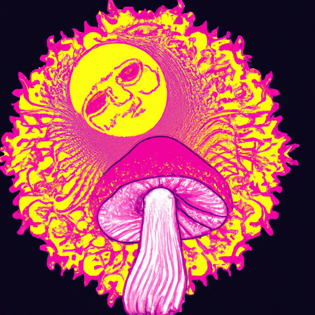 Prompt: sun with face acid trip alchemy, esoteric, hyperrealistic, vaporwave wizard, mushroom,