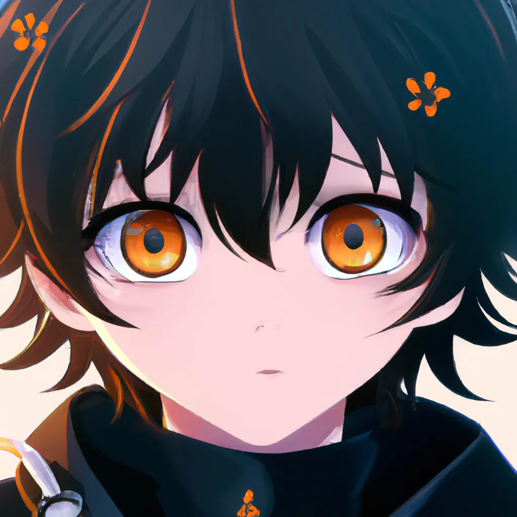 Prompt: cute anime boy, soft, shy, short boyish hair, wavy black fluffy hair, big amber eyes, orange eyes, detailed eyes, dog collar, cute!!, kawaii, kyoto animation, free anime, anime, animated, character design, character concept, trending online, 2010s anime, key visual,  cute anime boy, soft, shy, short boyish hair, wavy black fluffy hair, big amber eyes, orange eyes, detailed eyes, dog collar, cute!!, kawaii, kyoto animation, free anime, anime, animated, character design, character concept, trending online, 2010s anime, key visual, saturated, high quality, 8k, by Ryota, Rimmu, Ayumi, Kantoku, fantasy outfit, dog collar