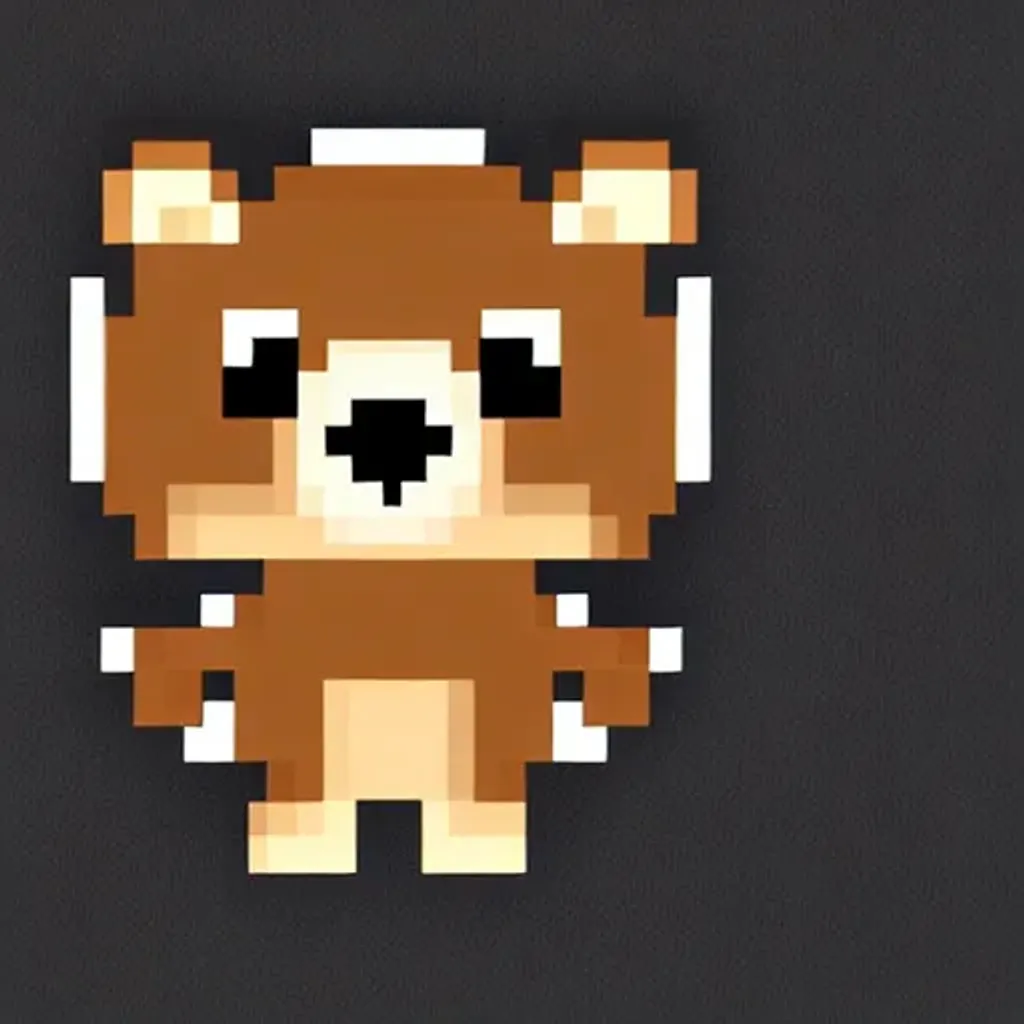 Prompt: pixel art, cute bear, vector illustration, smooth white background