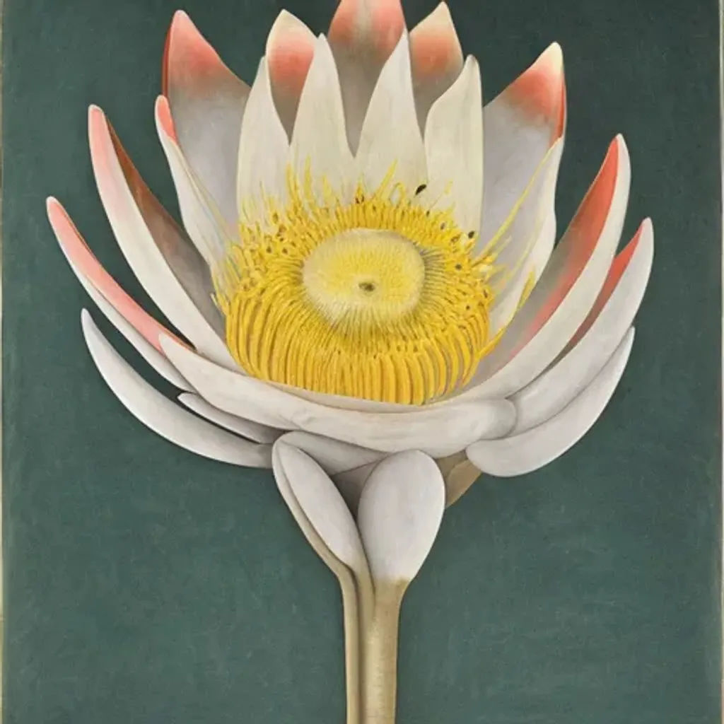 Prompt: A Painting of a protea by Hilma af Klint 