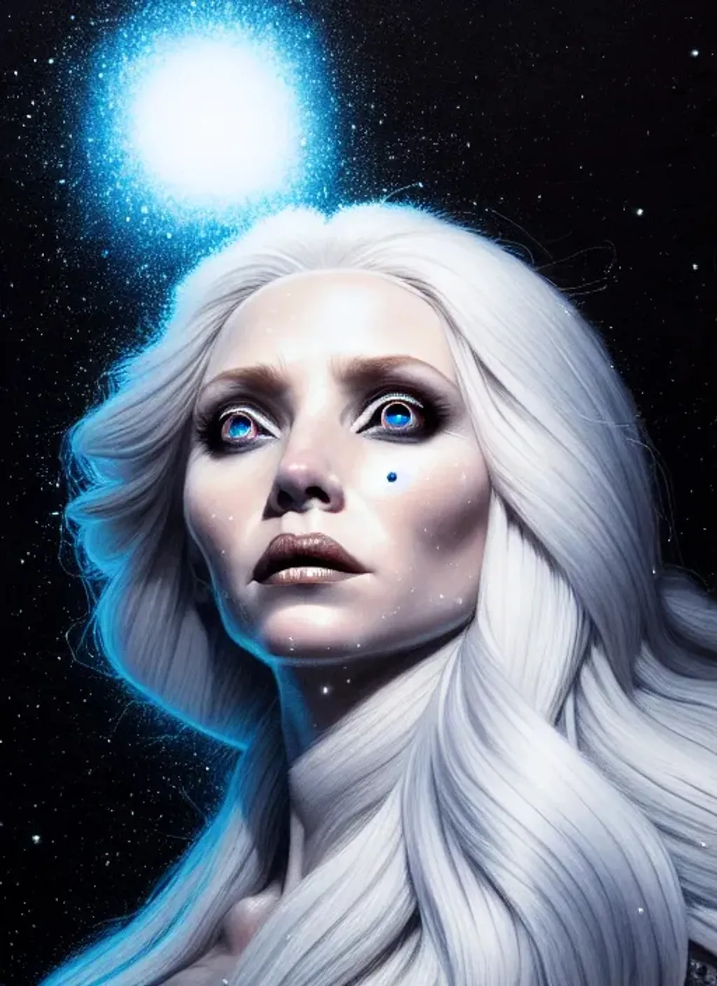 Prompt: Portrait of {Dead Blonde Beautiful Woman Frozen Ice} with intricate details of black hole, {Space Shuttle}, perfect composition, hyperrealistic, super detailed, 8k, high quality, trending art, trending on artstation, sharp focus, studio photo, intricate details, highly detailed, by greg rutkowski