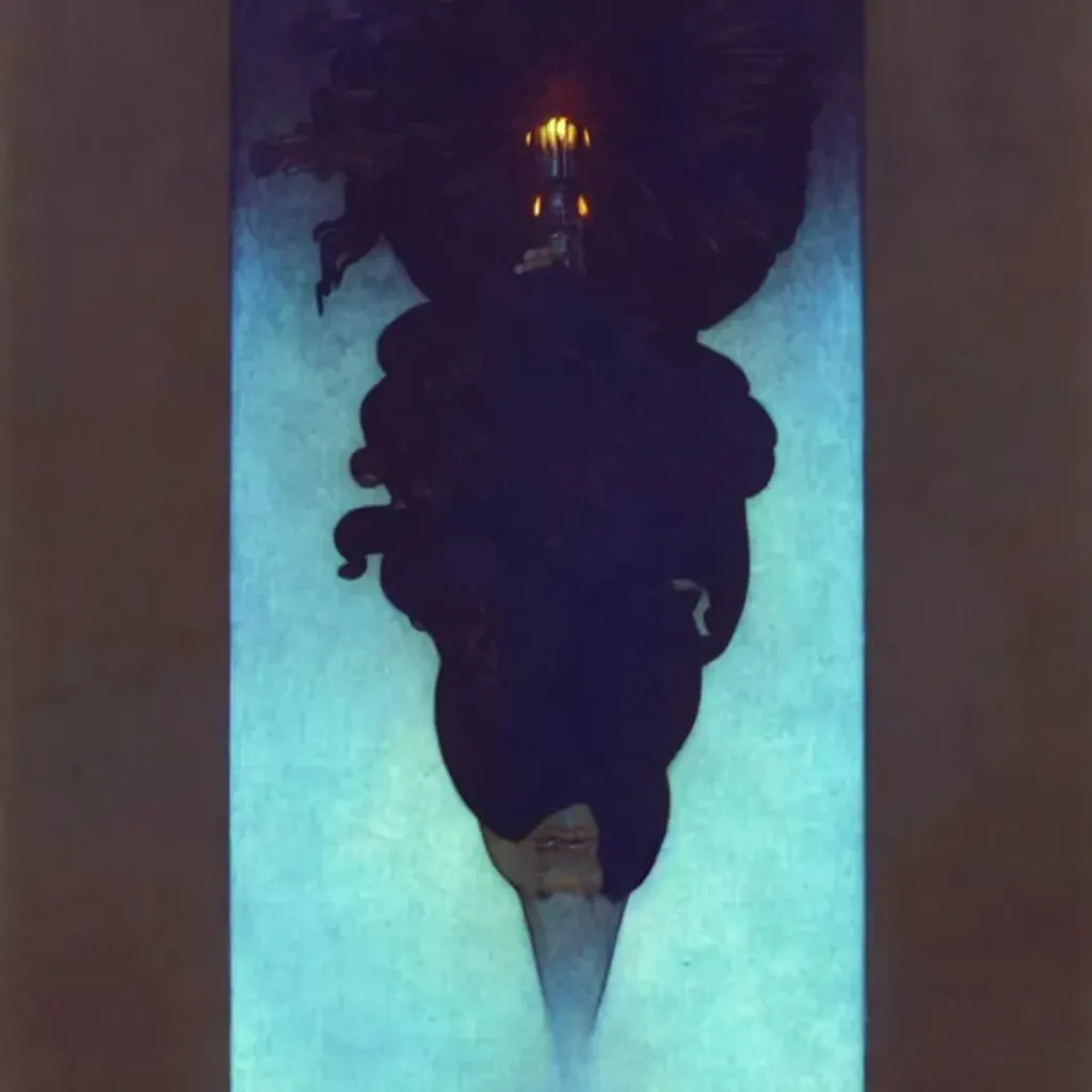 Prompt: the spirit of fire, god of fire, symmetrical face, yellow eyes, strong jawline, pale skin, detailed face, dark atmosphere, fantasy lamp, attractive, HDRI, masterpiece, smooth, sharp focus, illustration, golden ratio, japanese lantern, art by Alan Lee Albrecht Durer alphonse mucha klimt