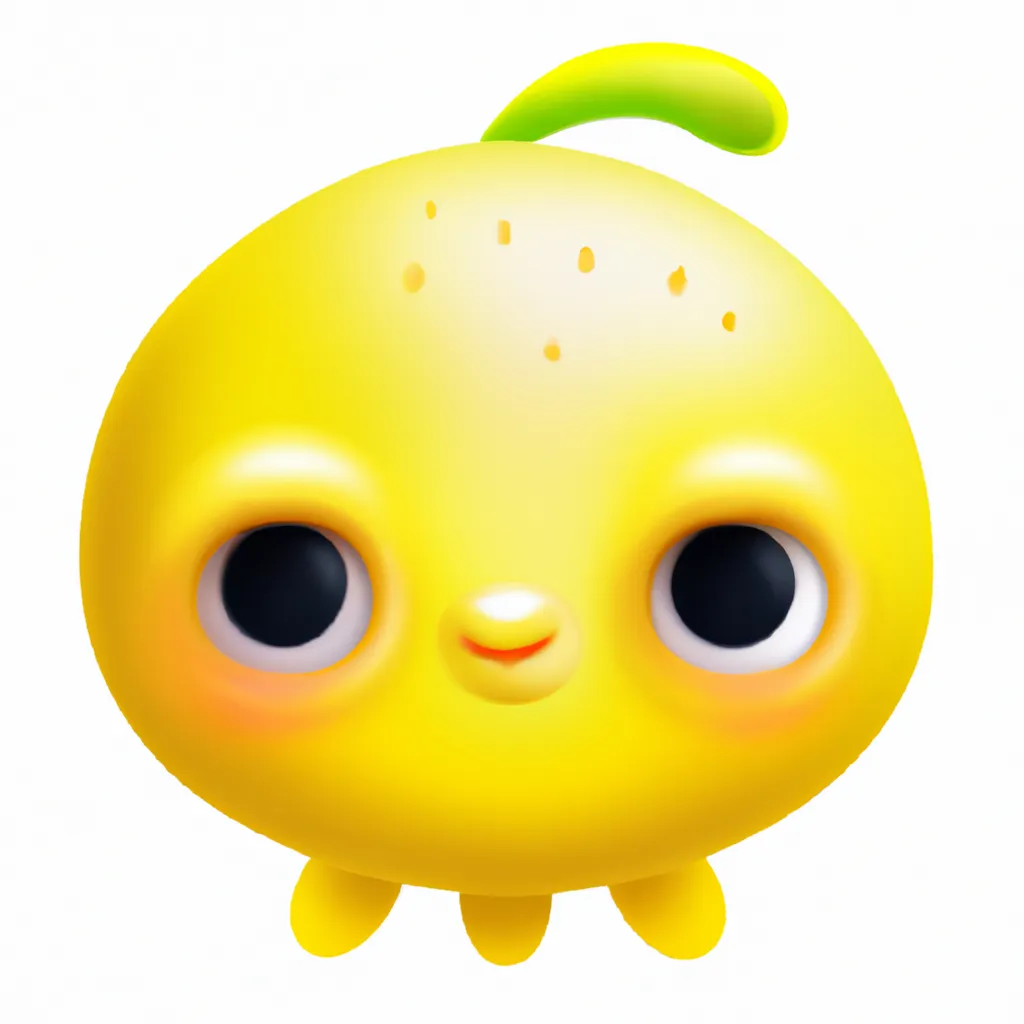 Prompt: A small cute baby creature looking like a lemon. Cute, disney and pixar cartoon style. Realistic.