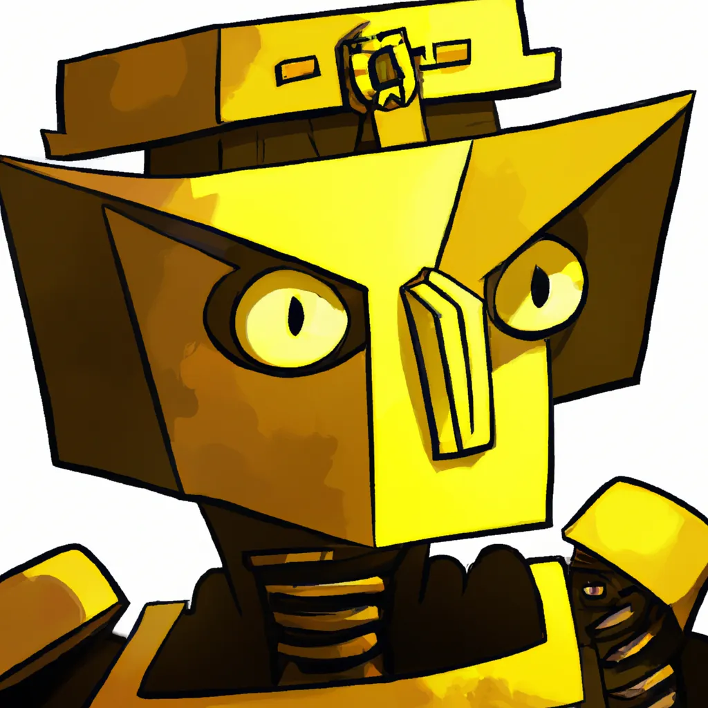 Prompt: portrait of a robot by genndy tartakovsky in the style of greg star world gold color