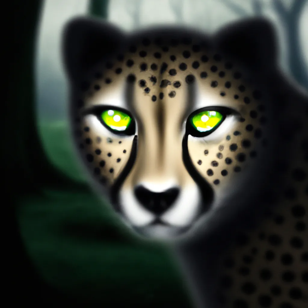 Prompt: a cheetah, glowing eyes, dark forest, night, photorealistic