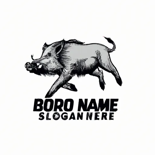 Prompt: fullbody running wild boar, logo design