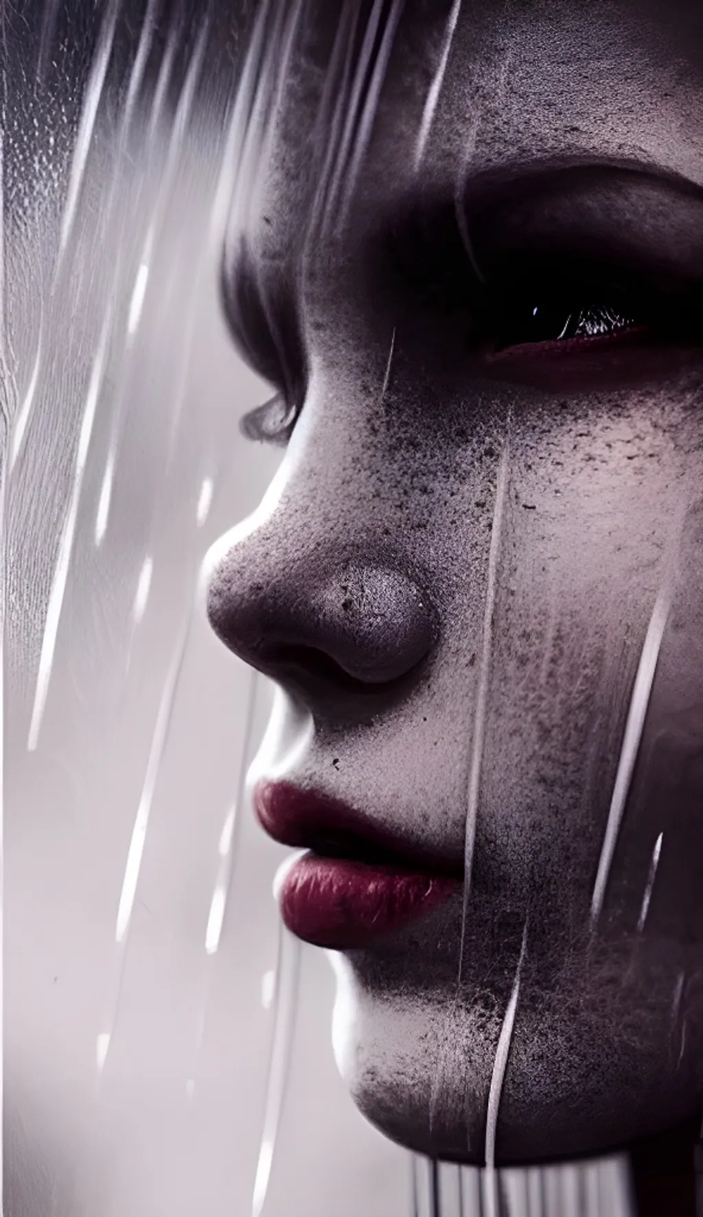 Prompt: ashes covering an abandoned city,, gentle rain of ashes falling, mournful, dark and shadowy, shades sorrow, fullmoon, cinematic atmosphere, occlusion, award winning oil painting, artgerm, wlop | symmetrical facial features, accurate anatomy, sharp focus, smooth, tears, 8k, anger and sadness, expressionist