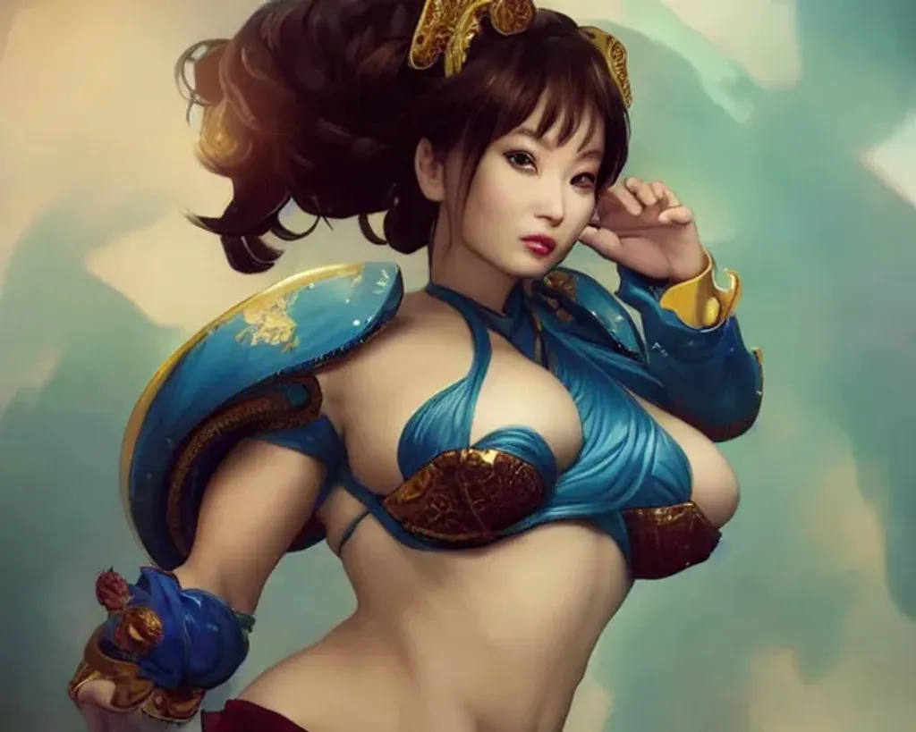 Christina Hendricks as Chun Li, massive bust, attrac... | OpenArt
