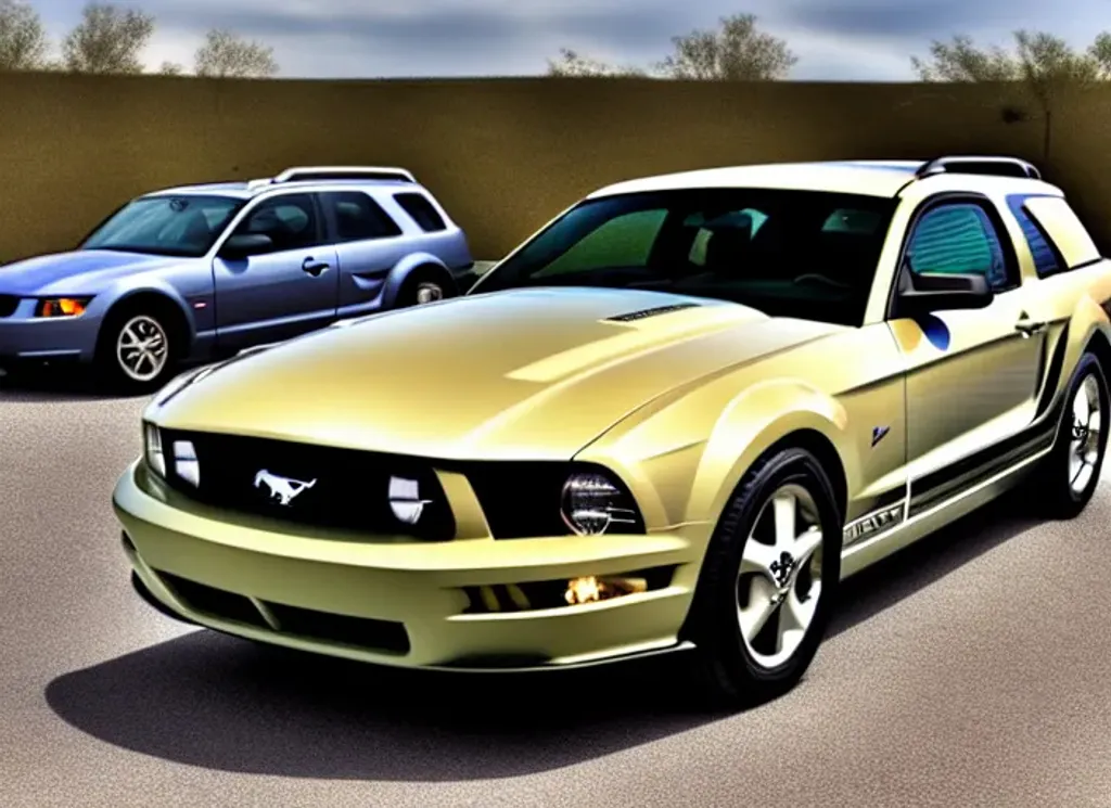 Prompt: An photograph of an 2005 Ford Mustang station wagon