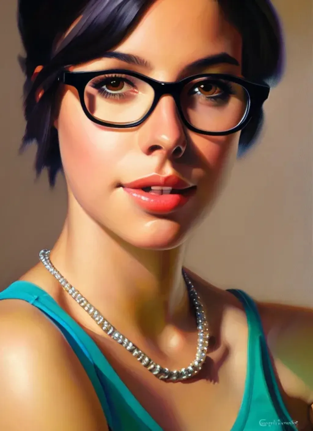 Facial Portrait Of A Cute Nerdy Teenage Girl Hispan Openart 