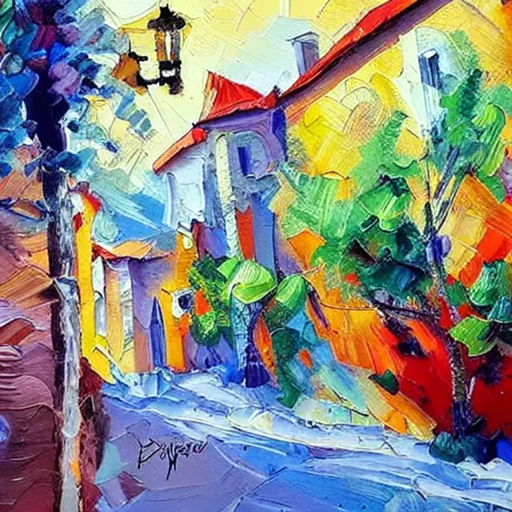 Oil painting, landscape, zagreb, wine, paint, art, v... OpenArt