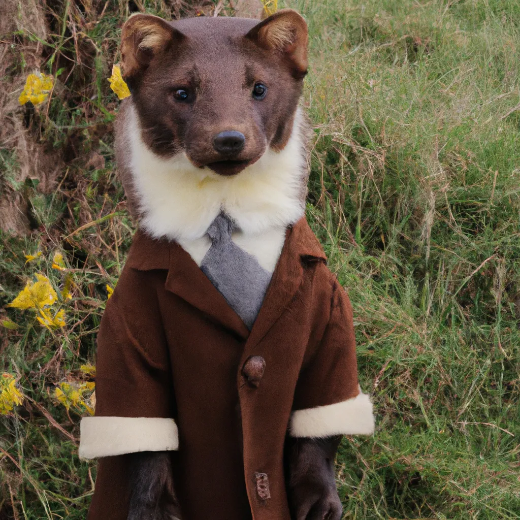 Prompt: marten wearing tweed