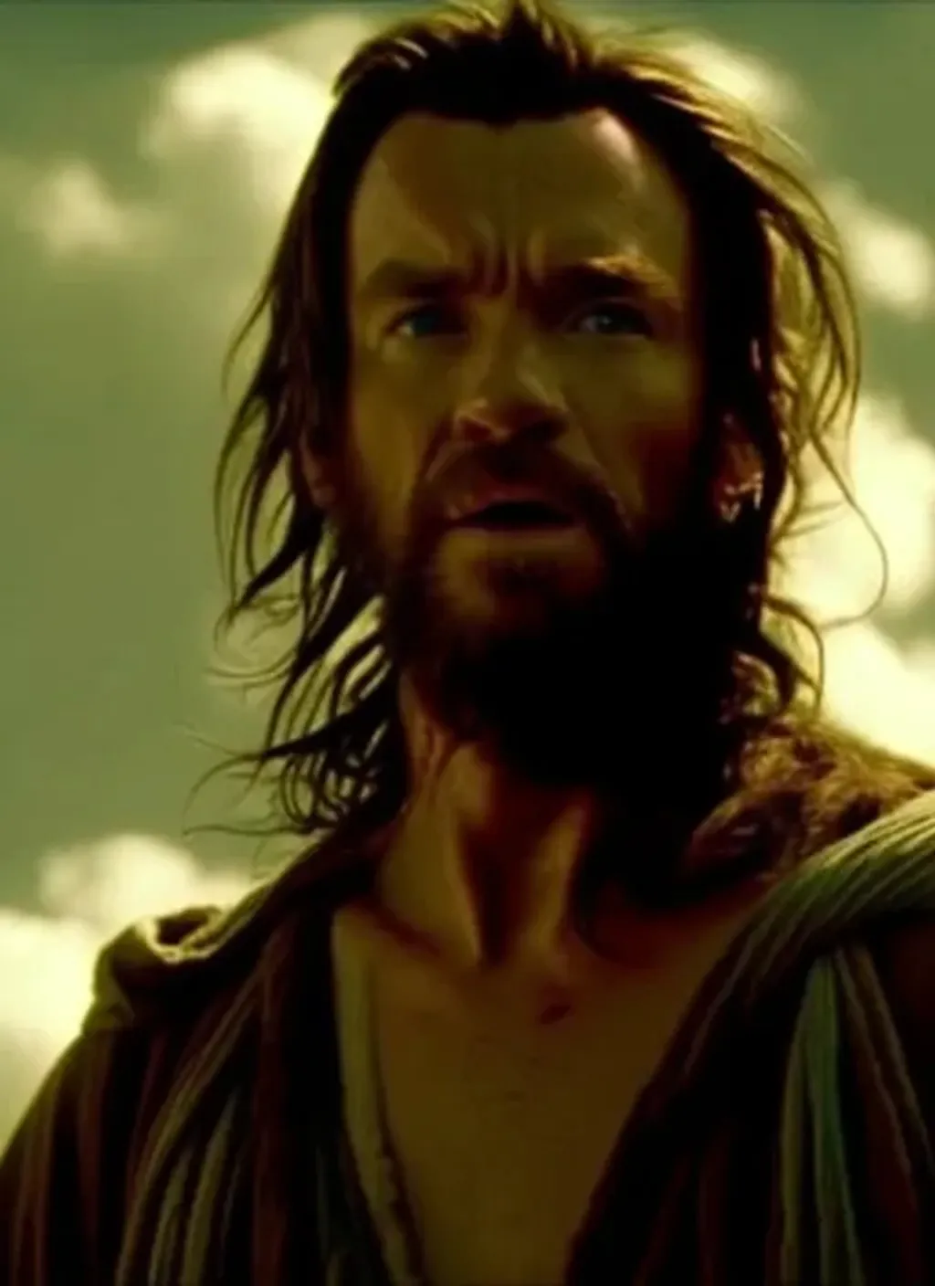 Prompt: a movie screenshot of Ewan McGregor as Jesus, taken 2009