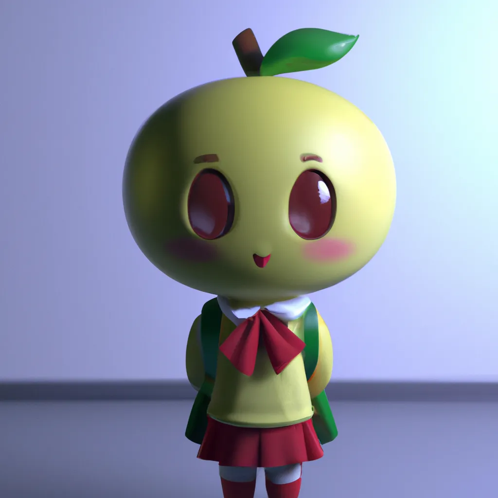 Prompt:  a 3d octane render of a goofy, cute and adorable apple wearing a school uniform, cute and chibi