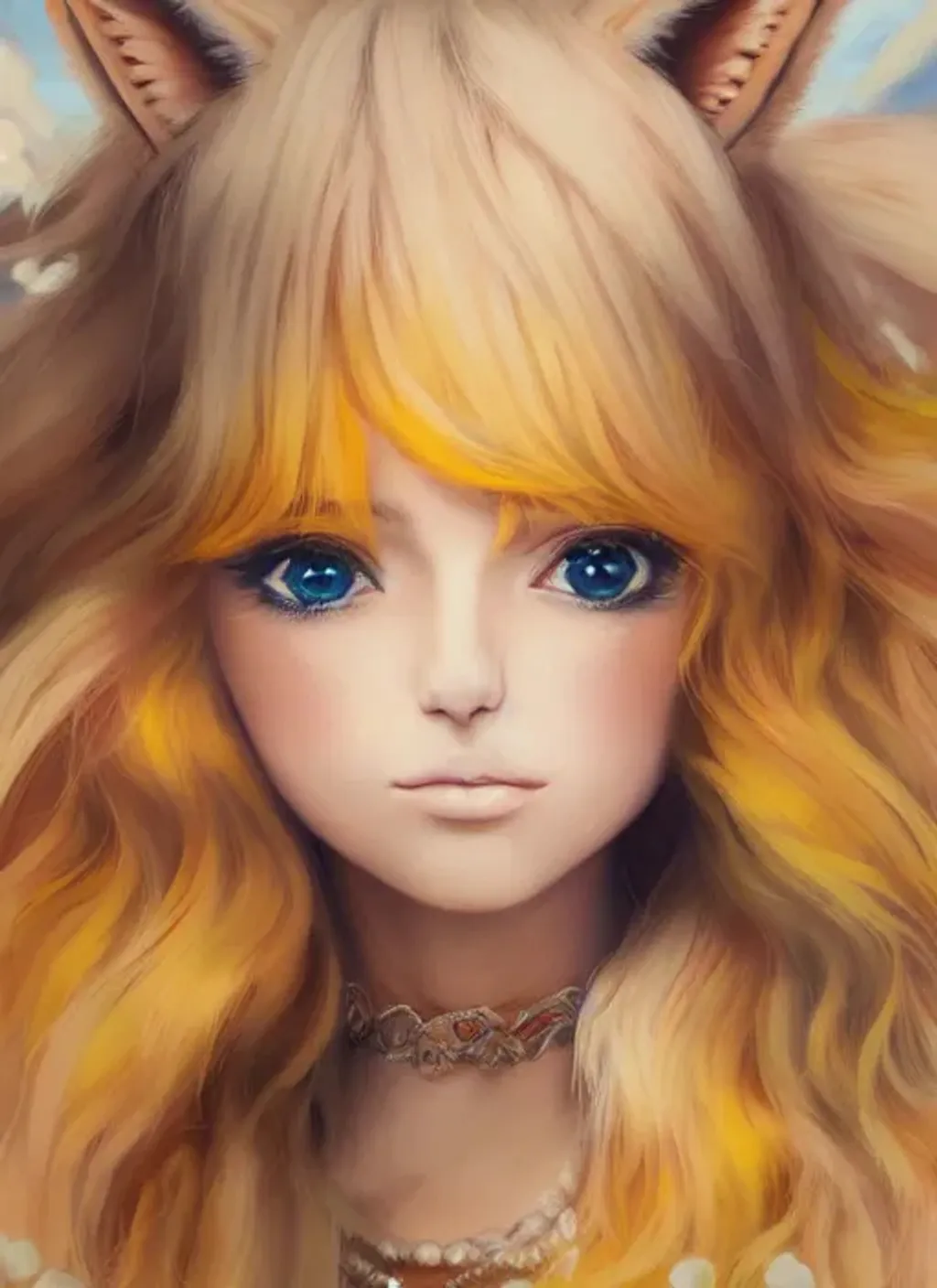 Prompt: Portrait of {lady with ear like a Fox} with {Blonde And Yellow} hair and with cute face, {Sea Carnival}, perfect composition,digital anime style, hyperrealistic, super detailed,detailed face, high quality, trending art, trending on artstation, sharp focus, studio photo, intricate details, highly detailed, by greg rutkowski